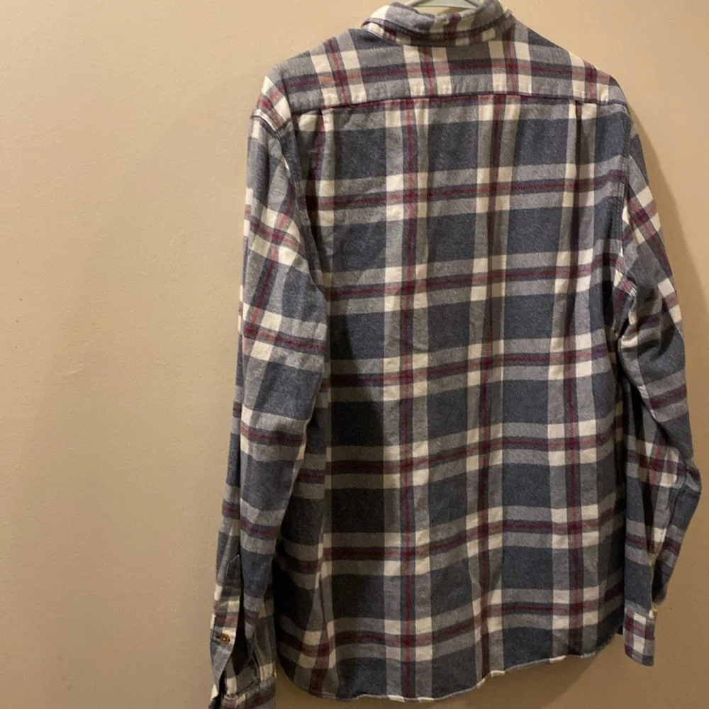 J. Crew mens large plaid flannel button down - blue/red- great condition